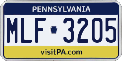 PA license plate MLF3205