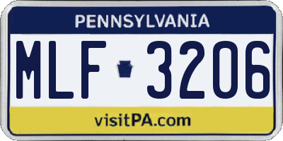 PA license plate MLF3206