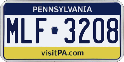 PA license plate MLF3208