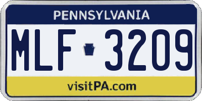 PA license plate MLF3209