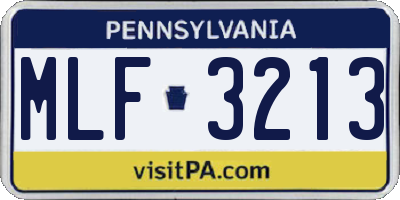 PA license plate MLF3213
