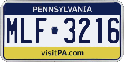 PA license plate MLF3216