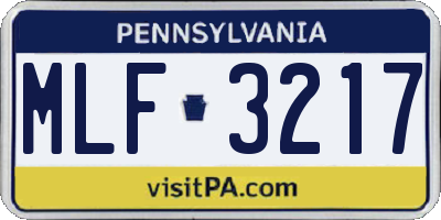 PA license plate MLF3217