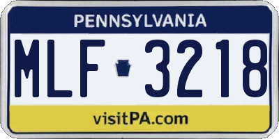 PA license plate MLF3218