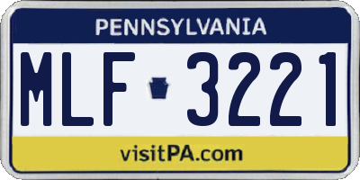 PA license plate MLF3221