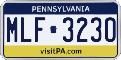 PA license plate MLF3230