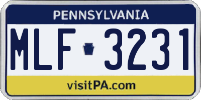 PA license plate MLF3231