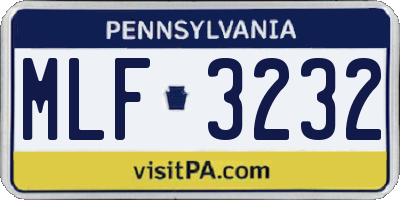 PA license plate MLF3232