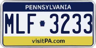 PA license plate MLF3233