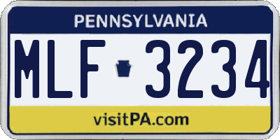PA license plate MLF3234