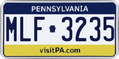 PA license plate MLF3235