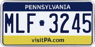 PA license plate MLF3245