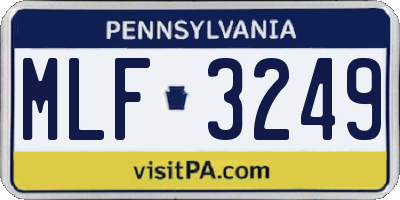 PA license plate MLF3249