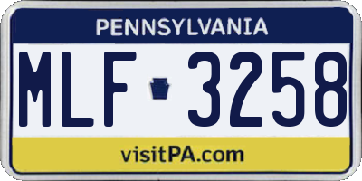 PA license plate MLF3258
