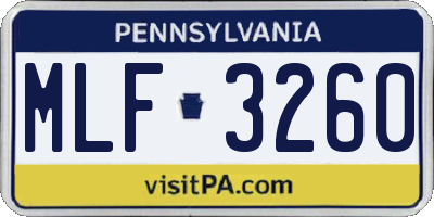 PA license plate MLF3260