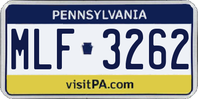 PA license plate MLF3262