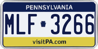 PA license plate MLF3266