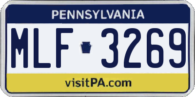 PA license plate MLF3269
