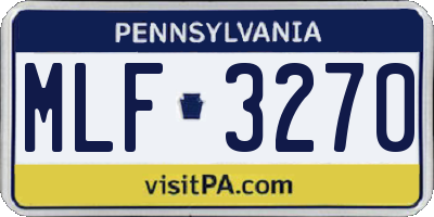 PA license plate MLF3270