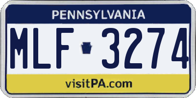 PA license plate MLF3274