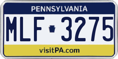 PA license plate MLF3275