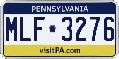 PA license plate MLF3276