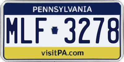 PA license plate MLF3278