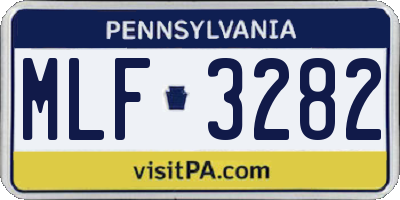 PA license plate MLF3282