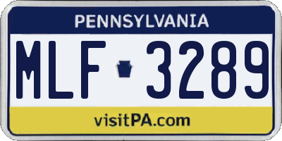 PA license plate MLF3289