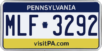 PA license plate MLF3292