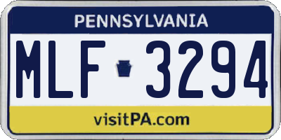 PA license plate MLF3294