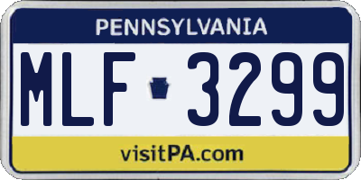 PA license plate MLF3299