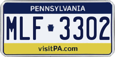 PA license plate MLF3302