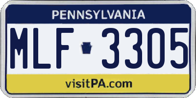 PA license plate MLF3305