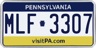 PA license plate MLF3307