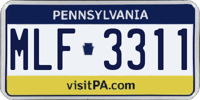 PA license plate MLF3311