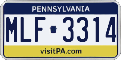 PA license plate MLF3314