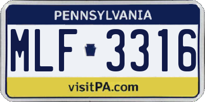 PA license plate MLF3316