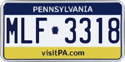 PA license plate MLF3318