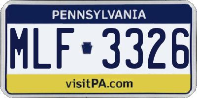 PA license plate MLF3326