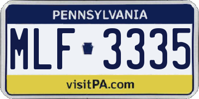 PA license plate MLF3335