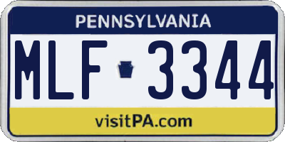 PA license plate MLF3344