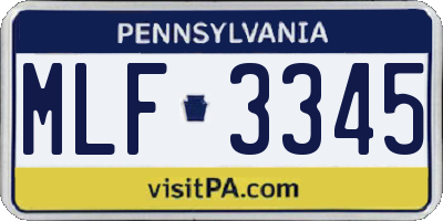PA license plate MLF3345
