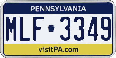 PA license plate MLF3349