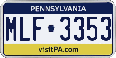 PA license plate MLF3353