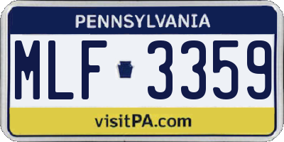 PA license plate MLF3359