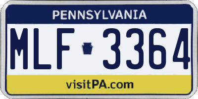 PA license plate MLF3364