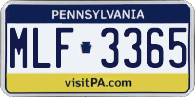 PA license plate MLF3365