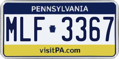 PA license plate MLF3367