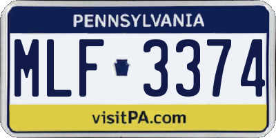PA license plate MLF3374